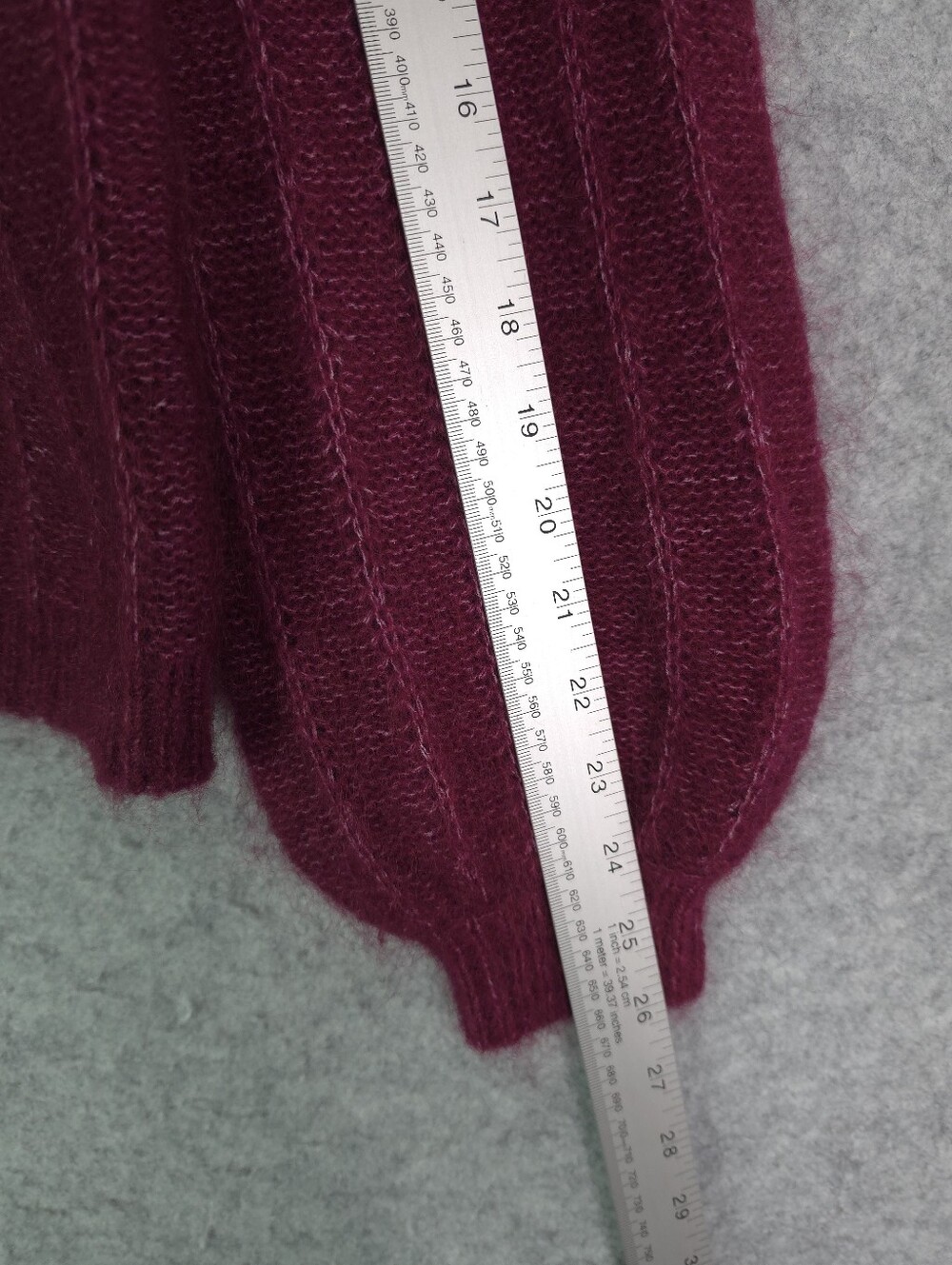 Sezane Aretha Fancy Knit Balloon Sleeves Sweater - Raisen Burgundy Small - Picture 10 of 11